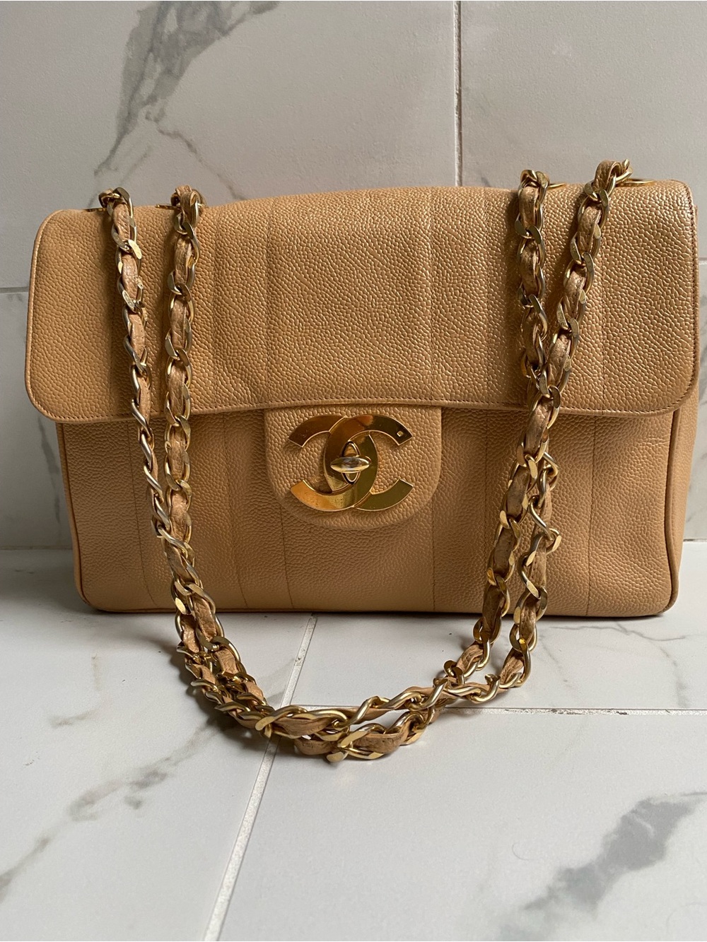 CHANEL Vintage Caviar Jumbo Flap Bag